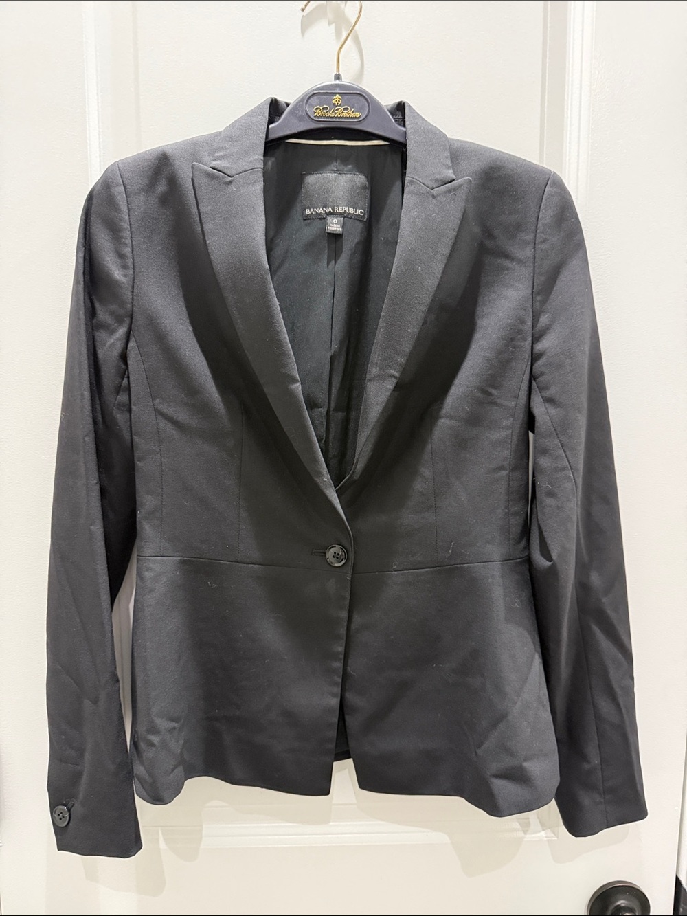 Banana Republic Black Women's Wool Single-Button Notch-Lapel Blazer